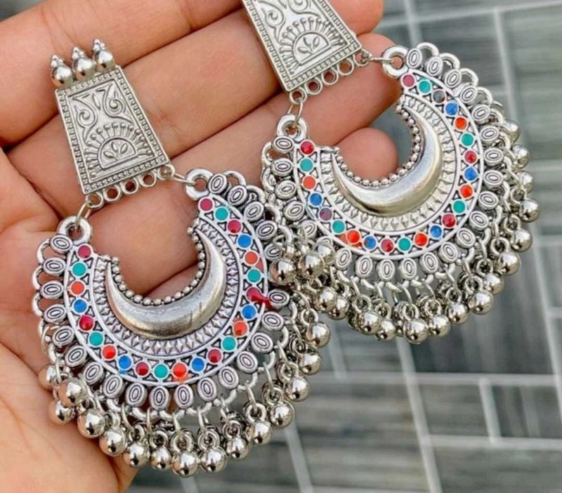 alloy chandbali ear rings