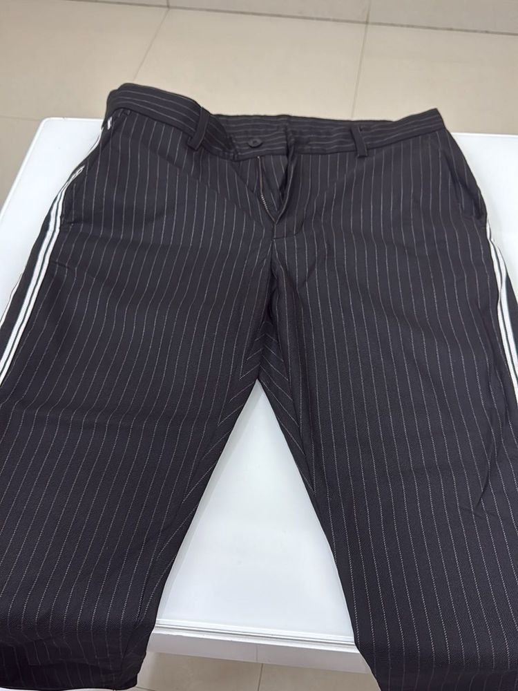 men Striped Black Pants