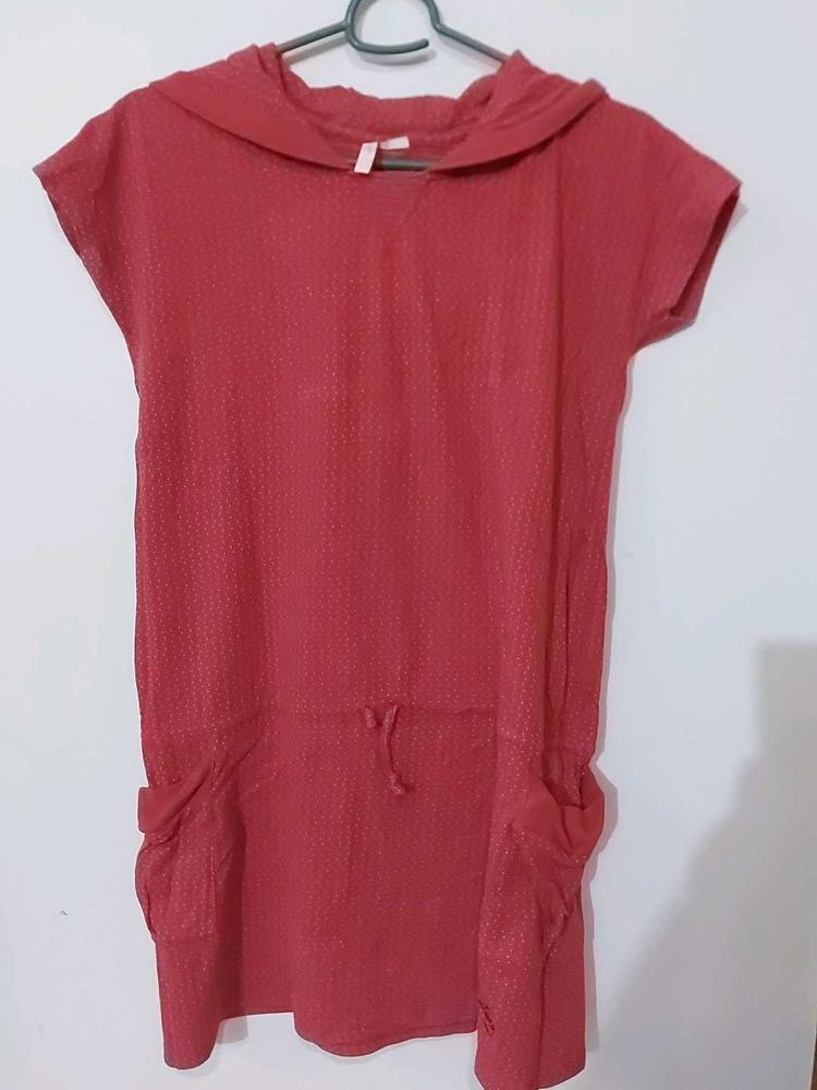 Maroon Coloured Hoody Dress.