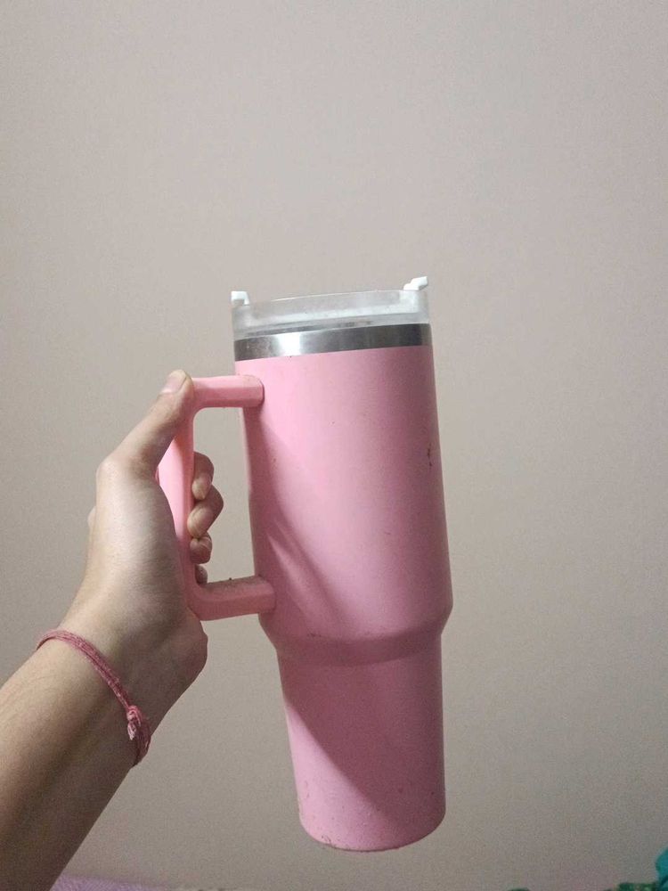 Pink Tumbler with Handle