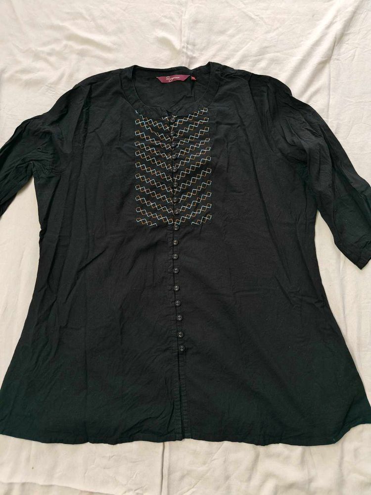 Sangria pure cotton Black Top For Women.