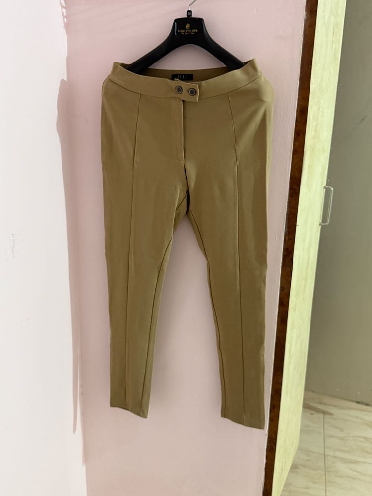 Chic Khaki Tailored Trousers