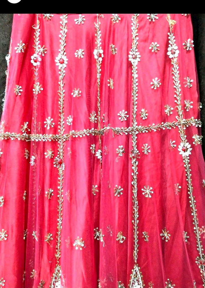 Red bridal Lancha net 3 pieces Koti,Lehenga,Dupatt