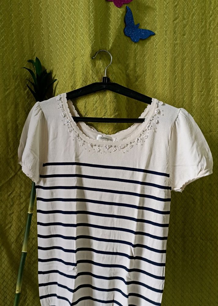 White Blue Top