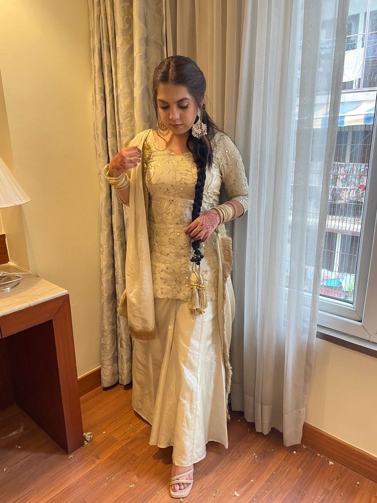 Golden Heavy Sharara Suit