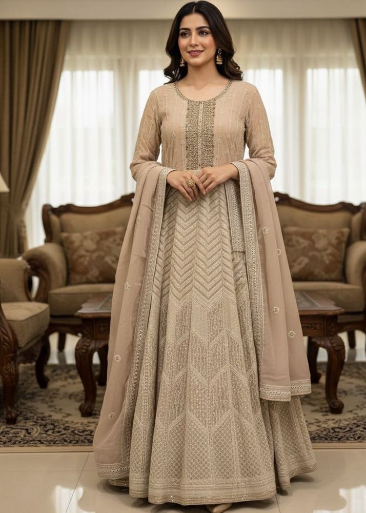 Elegant peach Anarkali Suit