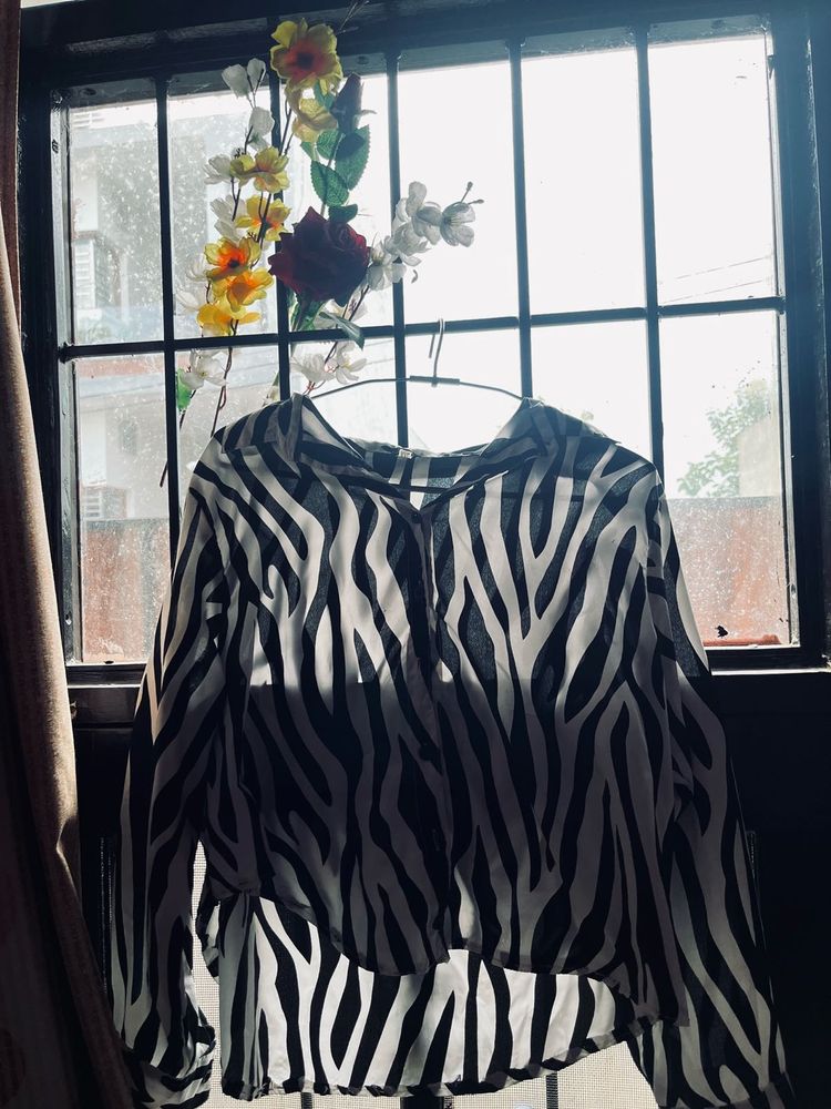 Zebra Print Long Sleeve Top