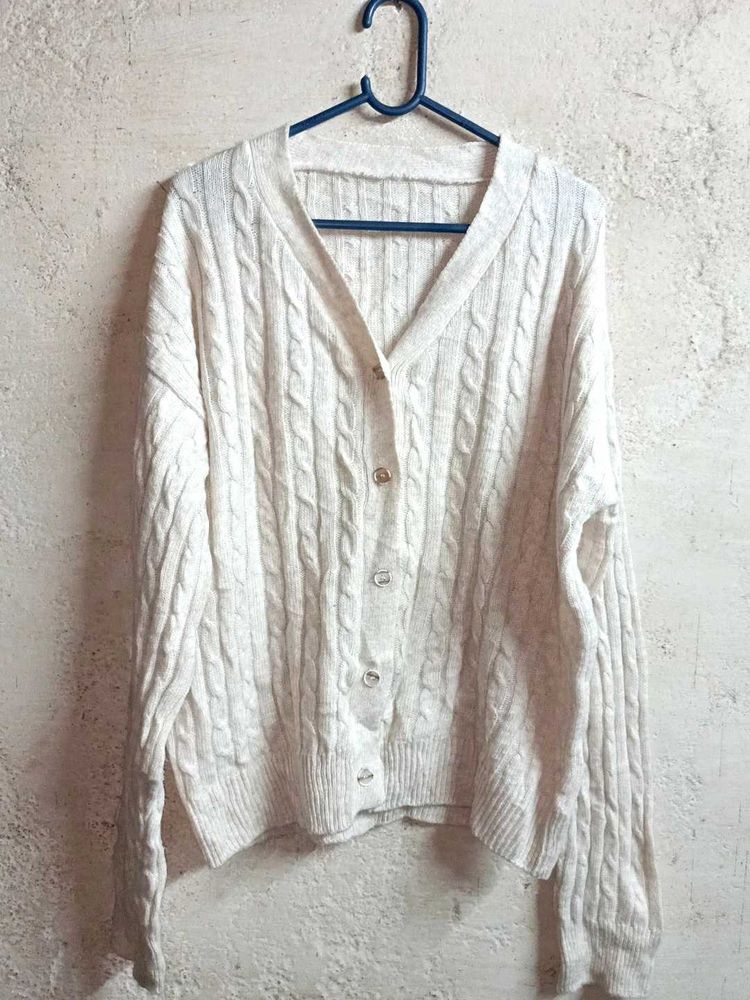 PLUS SIZE Winter Knit Cardigan Sweater Cream