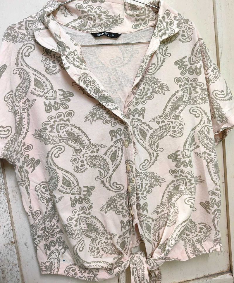 💥 offer 💥 Crop Shirt Bandhani Print For Women