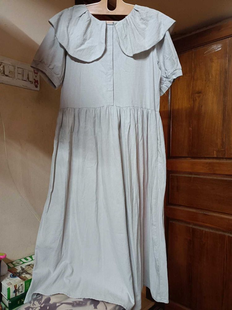 GREY PETER PAN COLLAR DRESS