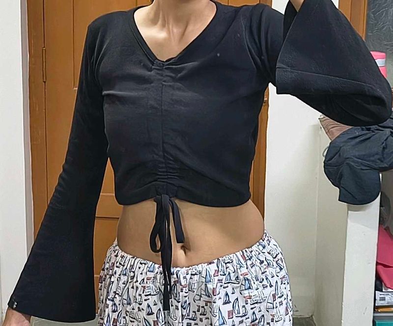 Bell Sleeve Black Top