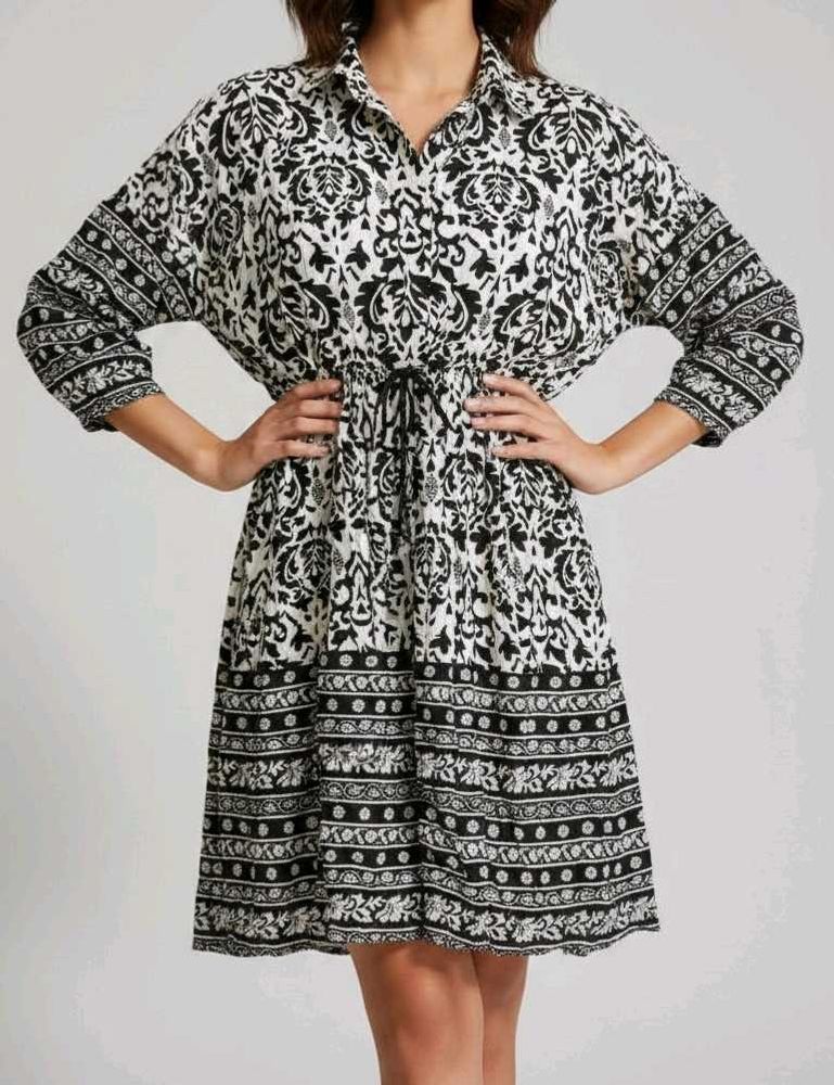 Boho Print Mini Shirt Dress