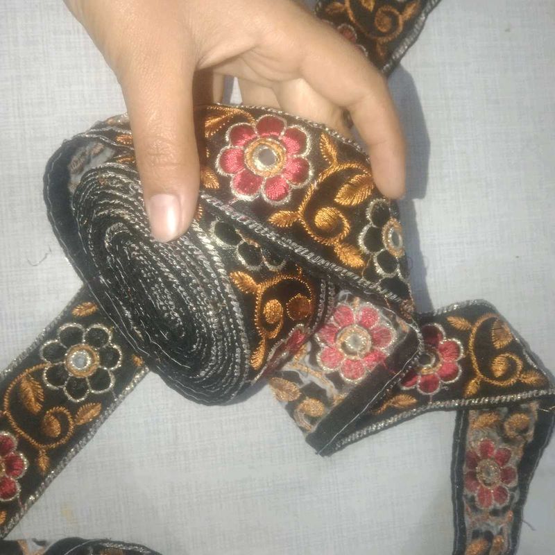 Black And Red Embroidery Lace💞🌼