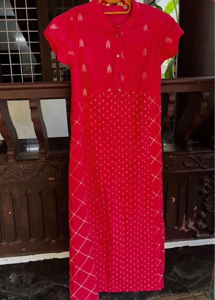 Red Patterned A Line Top