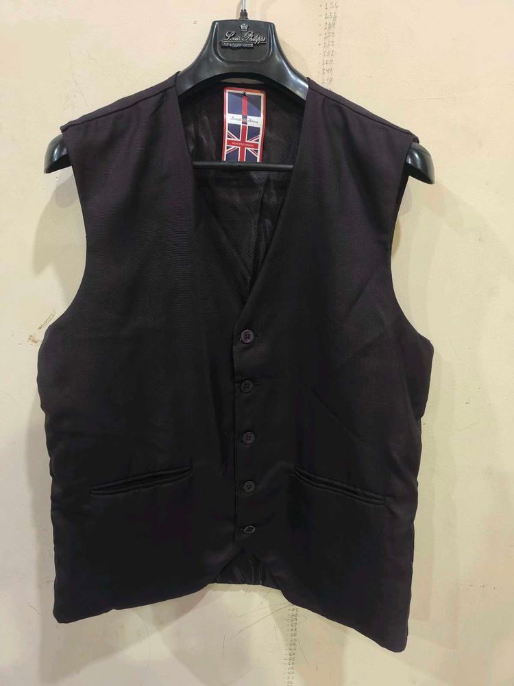 Black purple waist coat.