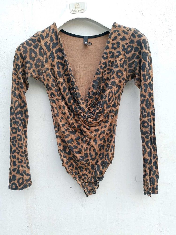 Leopard Branded Bodysuit Top.