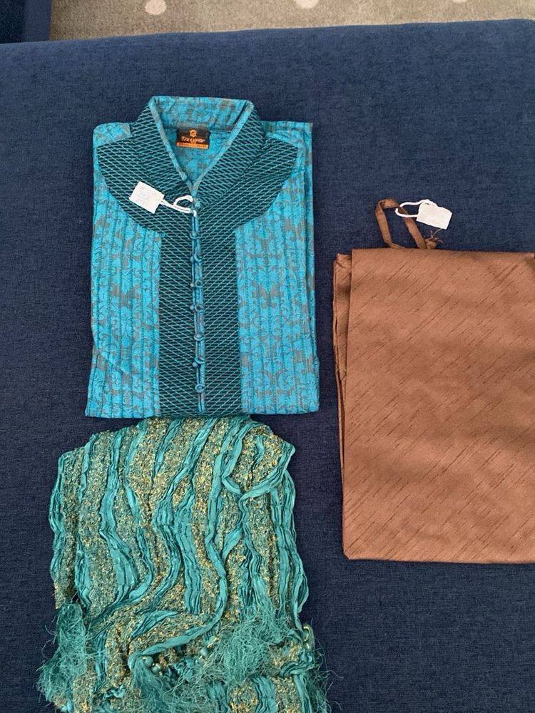 Teal &amp; Brown Outfit Set