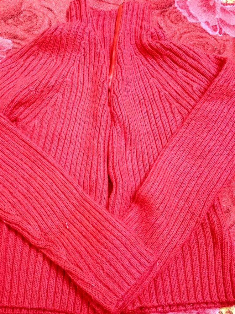 Red Knit Cardigan