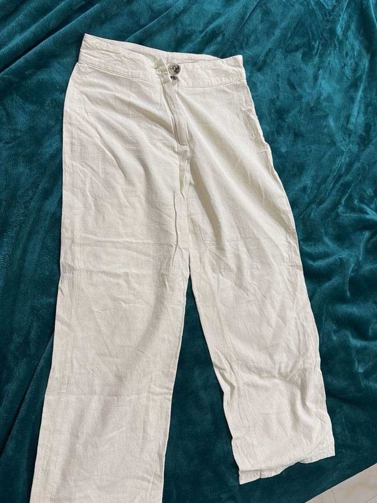 Beige Wide Leg Pants