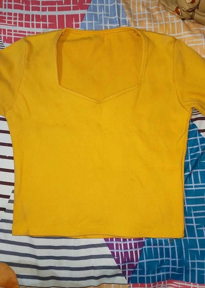 chrome yellow Crop Top