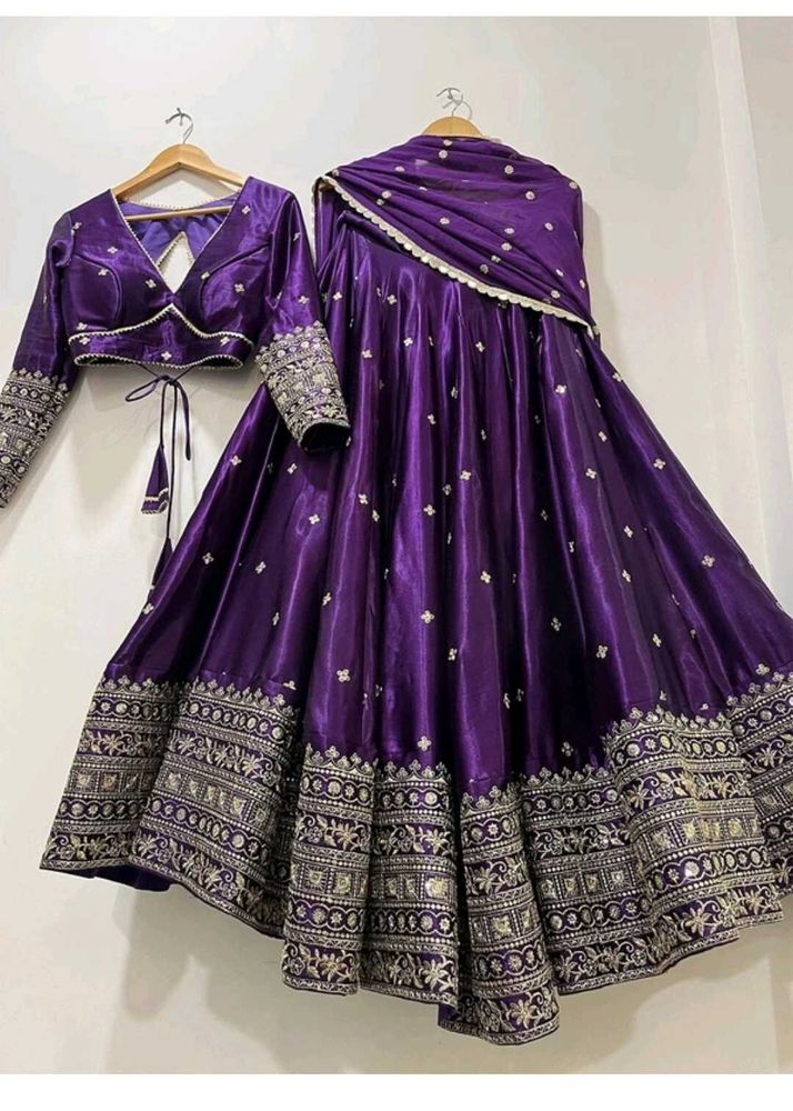 Elegant Purple Lehenga Choli(semi stitched)