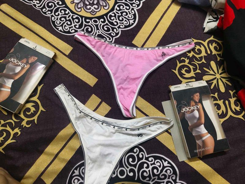 Jockey Thong Panties - Pink &amp; White Combo Of 2