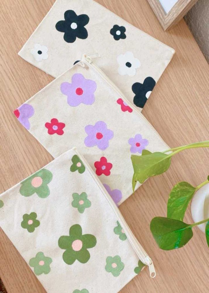 Floral Pattern Pouches (Set of 3)