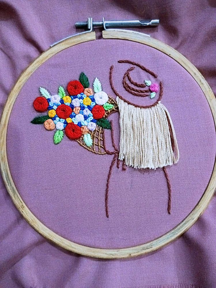 Floral Embroidery Girl Art