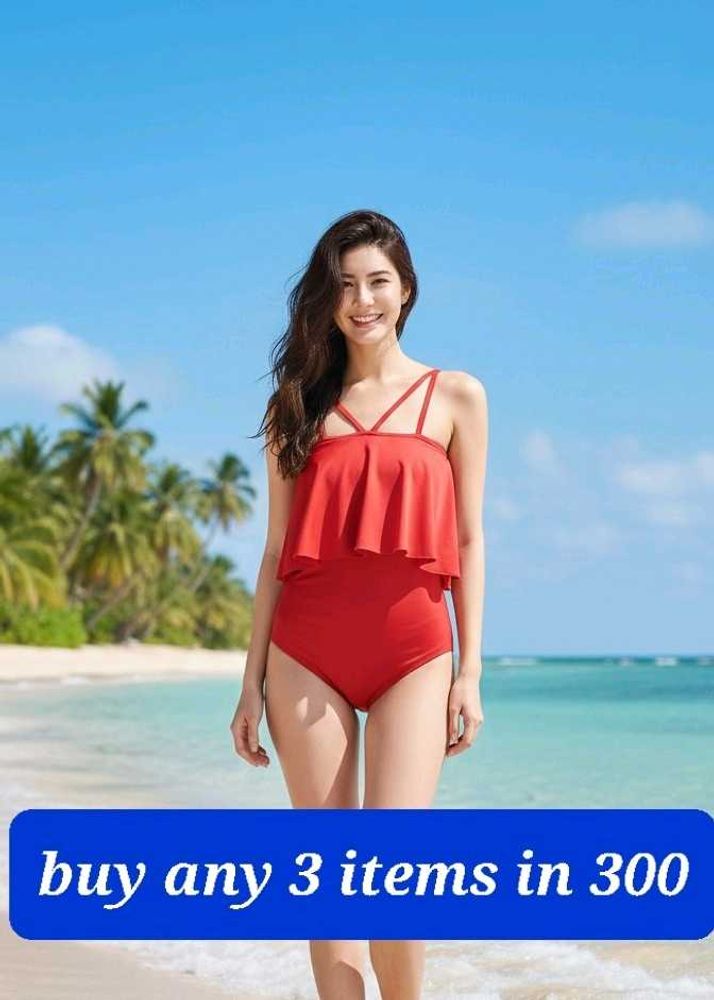 Red Ruffled One-Piece Swimsuit