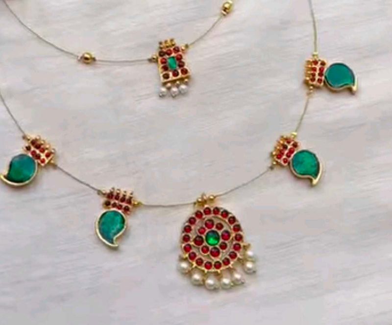Emerald &amp; Ruby Delicate Necklace Set