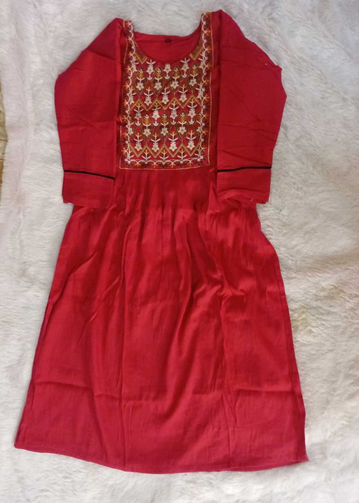 Red Embroidered Dress