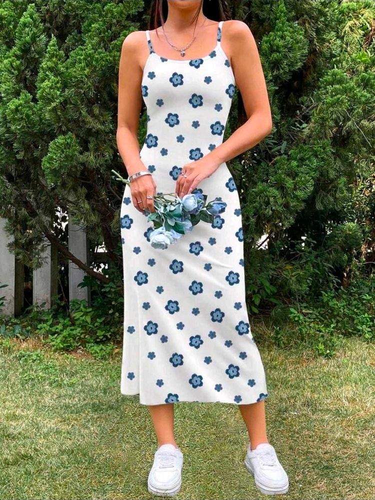 Floral Print Midi Slip Dress