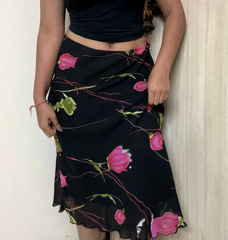 Floral Print Mini Skirt
