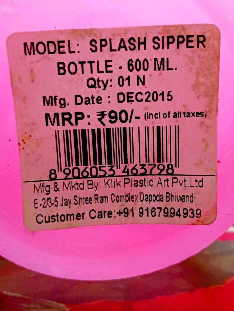 PINK WATER BOTTLE FOR SALE !!