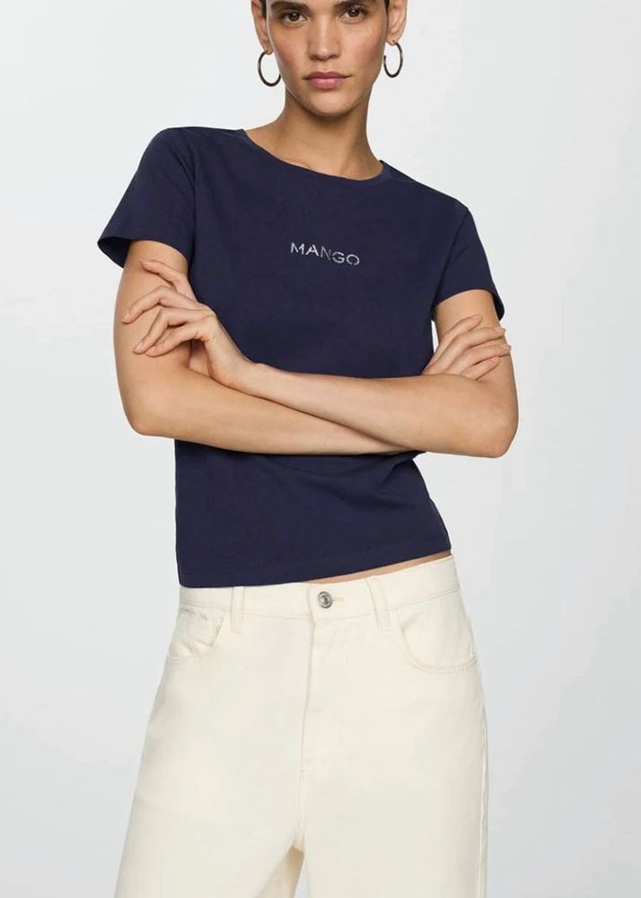 Mango Navy Blue Women's T-Shirt