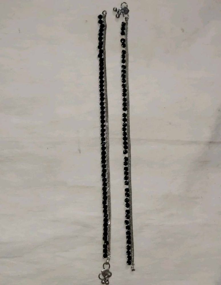 Black Beaded Anklets