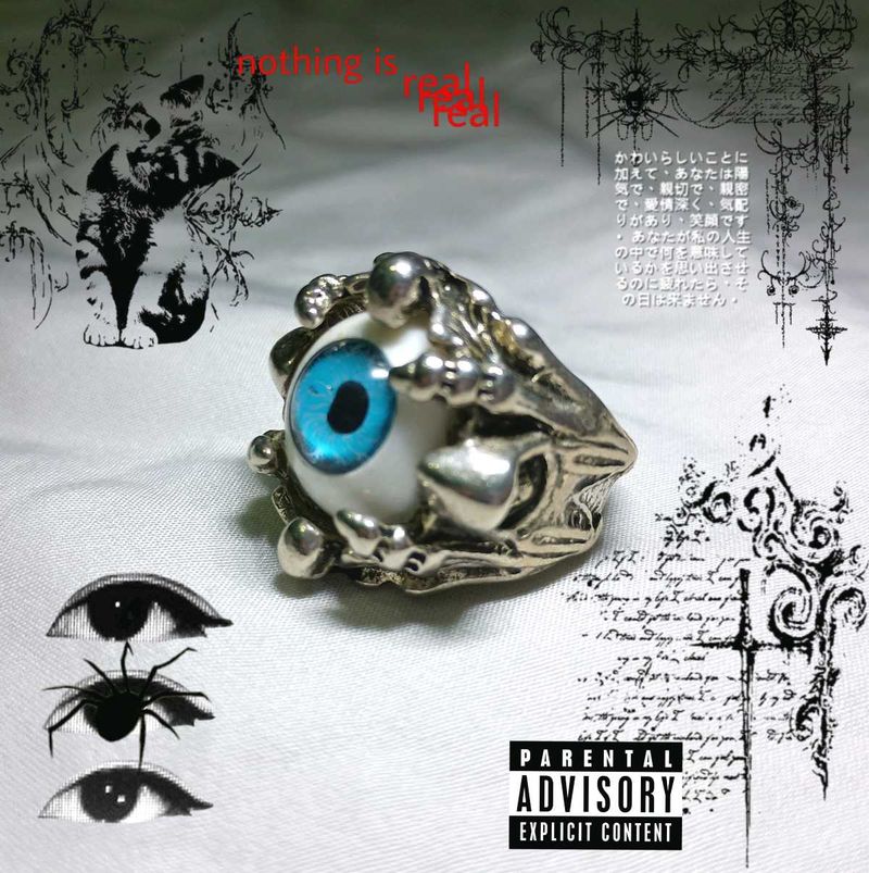 blue eyeball gothic claw steel ring edgy alt punk