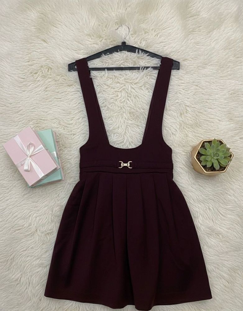 Burgundy Pinafore Dress dungaree