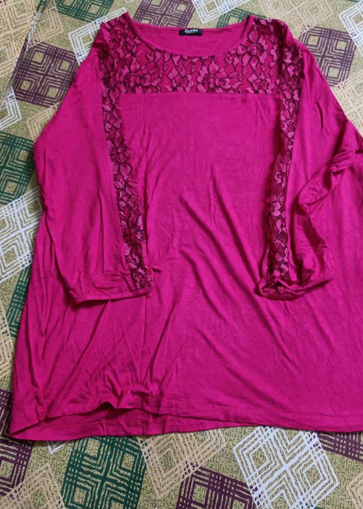 Pink Lace Detail Top
