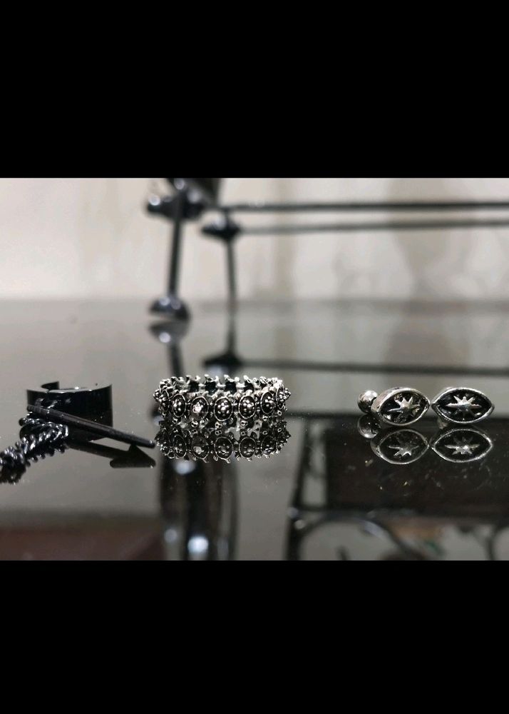 Combo of Three, Stud, Ring, And A Hanging Earring