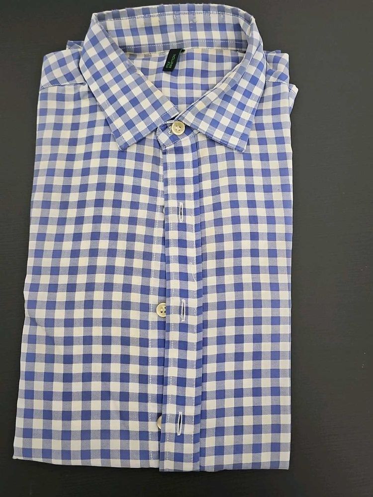 Benetton Blue Check Shirt