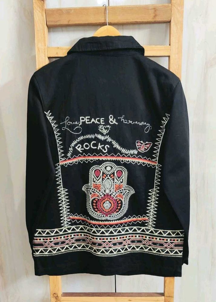 Embroidered Black Jacket Size-40