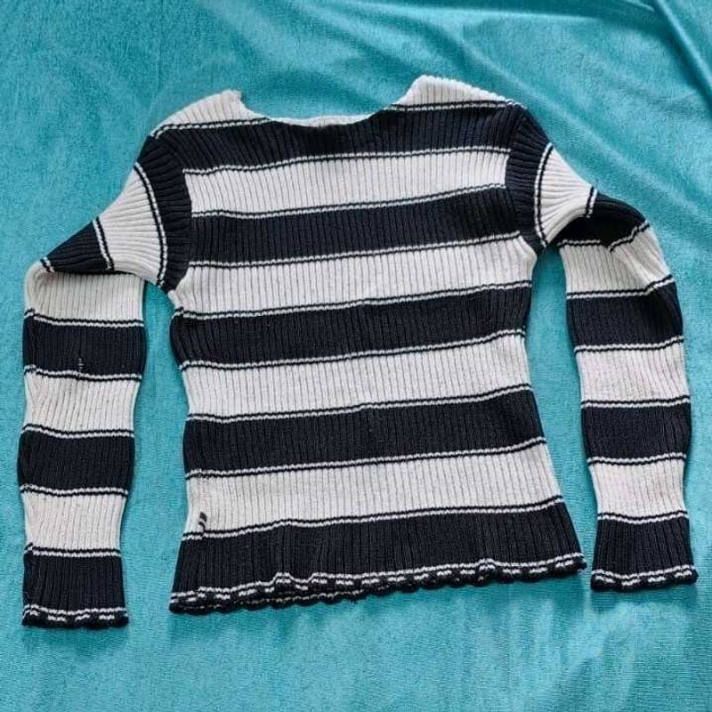 Striped Knit Long Sleeve Top