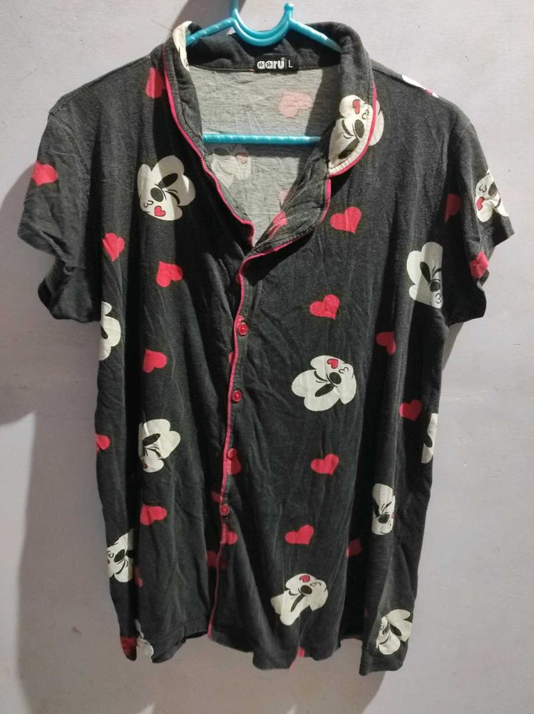 Collar Nightwear Top