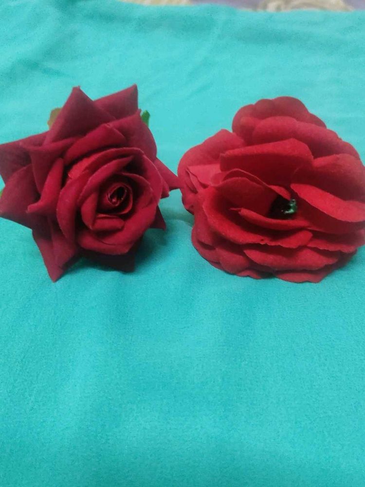 Red Rose Hair Clips