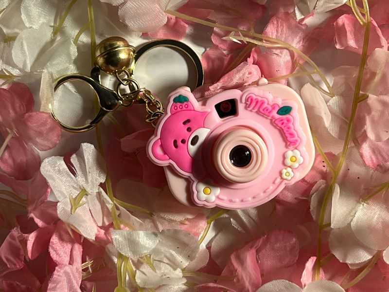 Cute Pink Camera Projector Keychain