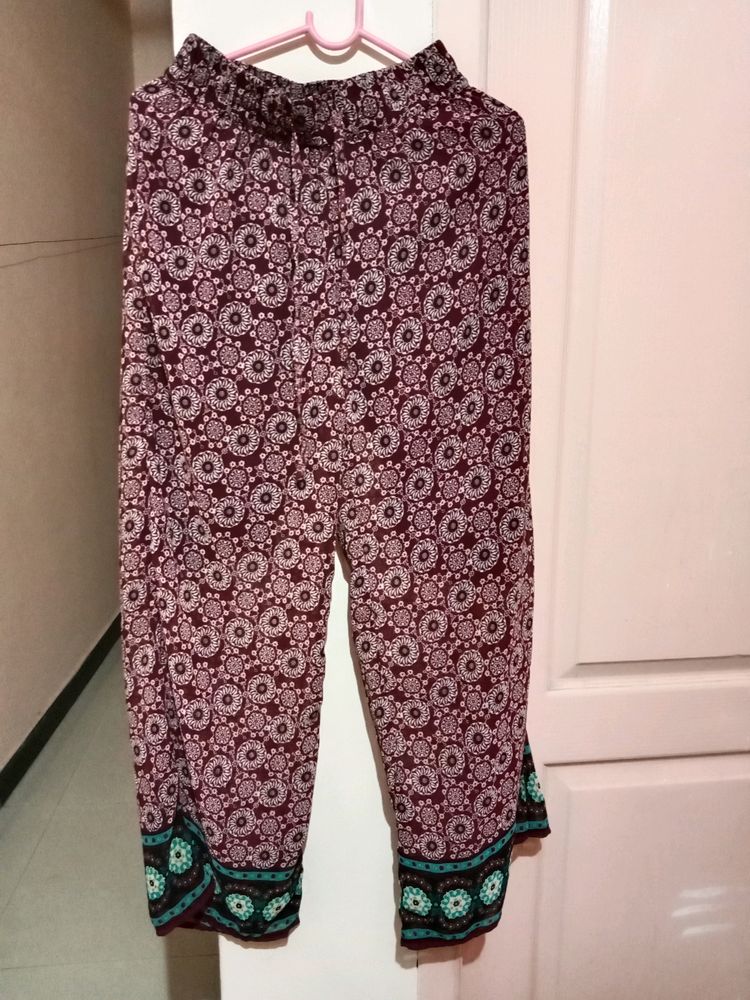 Printed Maroon Pallazzo