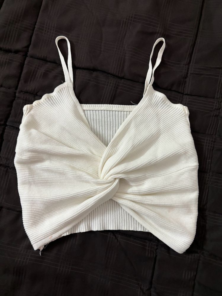 White Criss Cross Crop Top