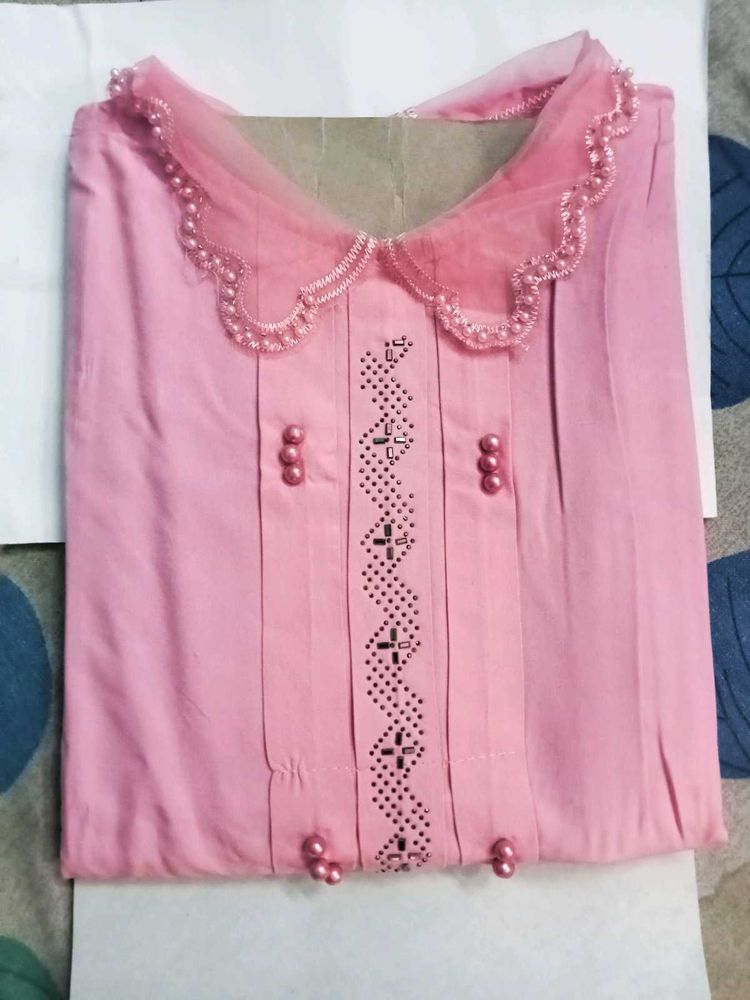 Pink Tunic with Pearl Detail