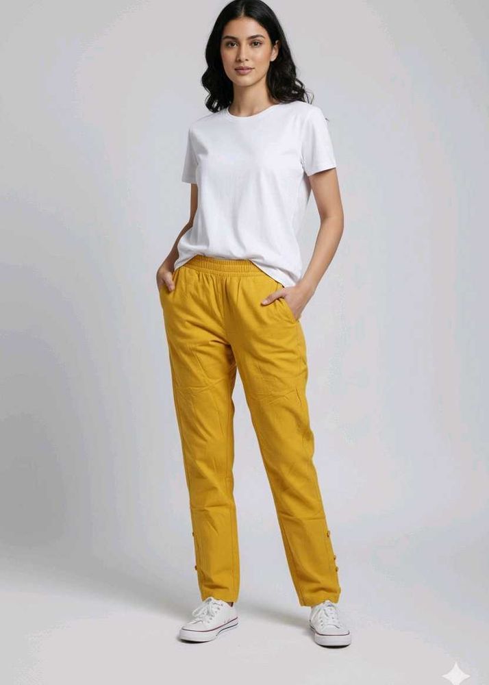 Mustard Casual Pants - cotton